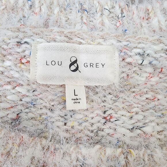 Lou & Grey Womens Sweater Large Long Sleeve Pullover Fuzzy Eyelash Knit Speckled - Picture 7 of 8